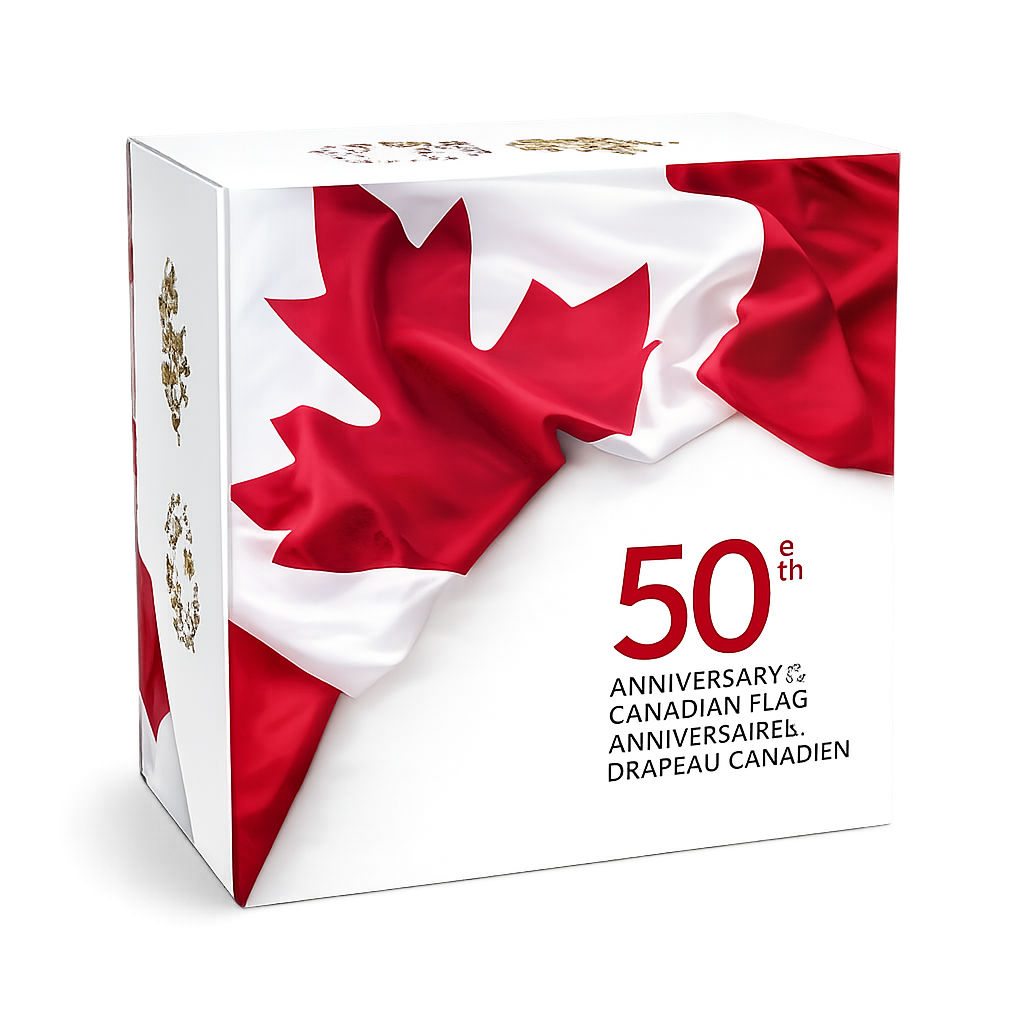 50th Anniversary of the Canadian Flag Fine Silver
